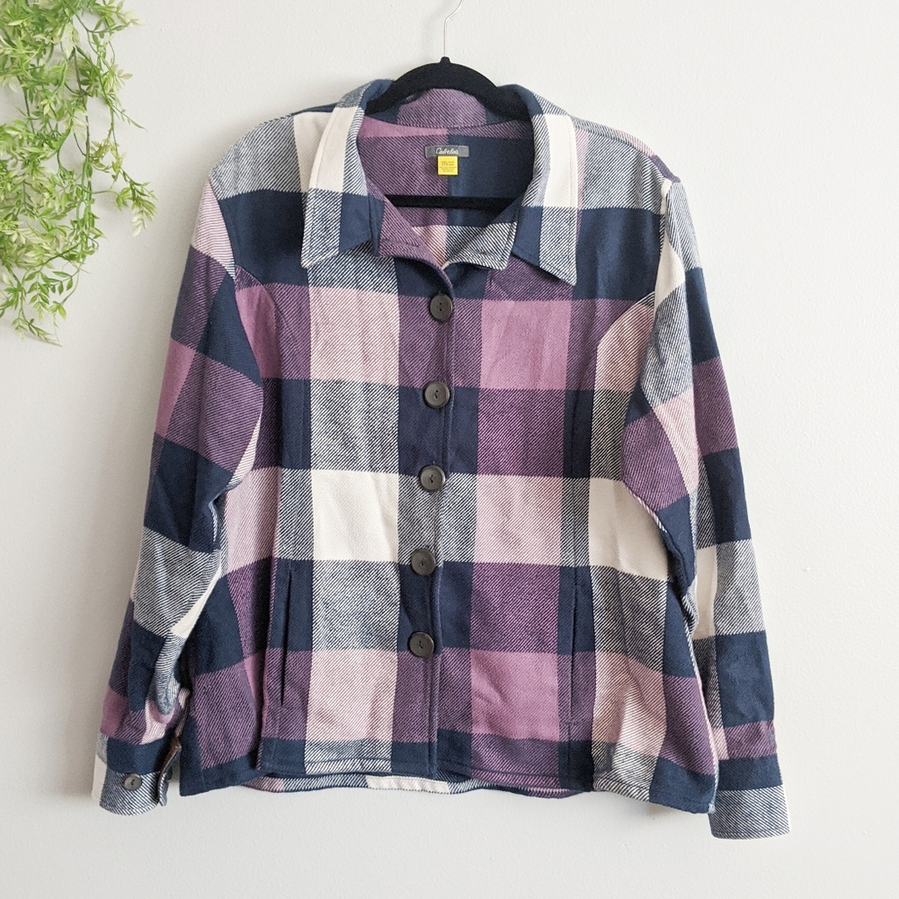 (Cabela's) Purple Cotton Plaid Button Jacket 2XL